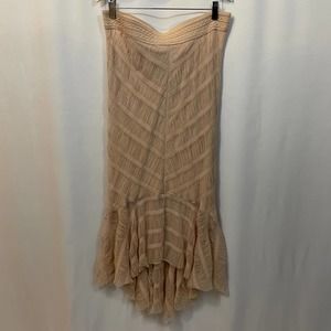 Free People Cream Nude Lace Tulle Elastic Waist Draped Skirt CottageCore Medium